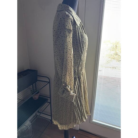 ZARA Polka Dot  collared Button-Front Shirt Dress – Long Sleeve Light Green Midi - Picture 6 of 10